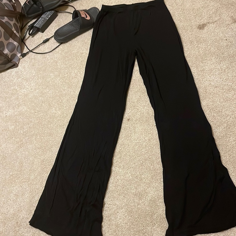 Black flowy pants, lightly worn, extremely comfortable and longer leg length